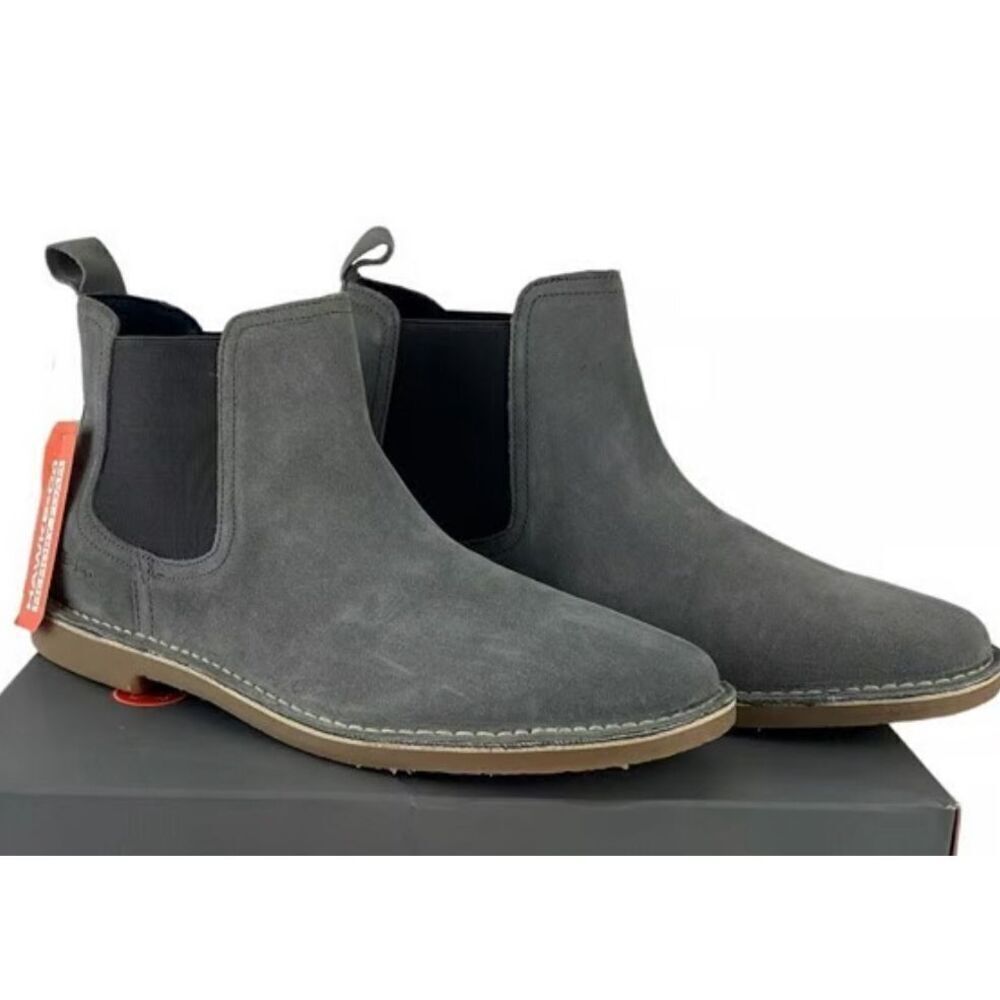 Hawke & Co Chelsea Suede Ankle Boots Almond Toe Elastic Blue Size 13 NWT